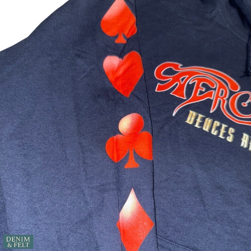 Aerosmith Deuces Are Wild Las Vegas Navy Graphic Pullover Hoodie Vintage Rock — image 7 of 8